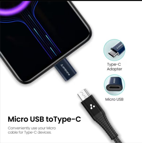 Type-C to Micro USB OTG Adapter for

3A Fast Charging and Data Sync - Blue